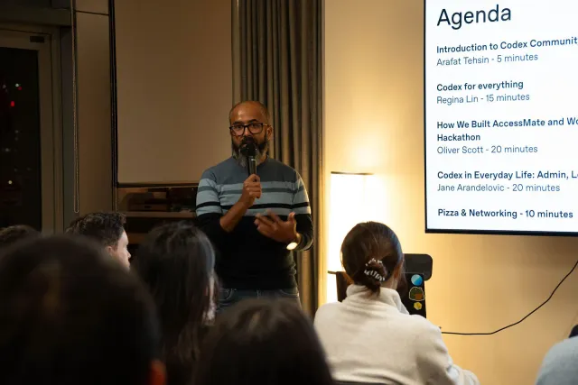 Arafat Tehsin hosting the Codex Community Meetup Sydney