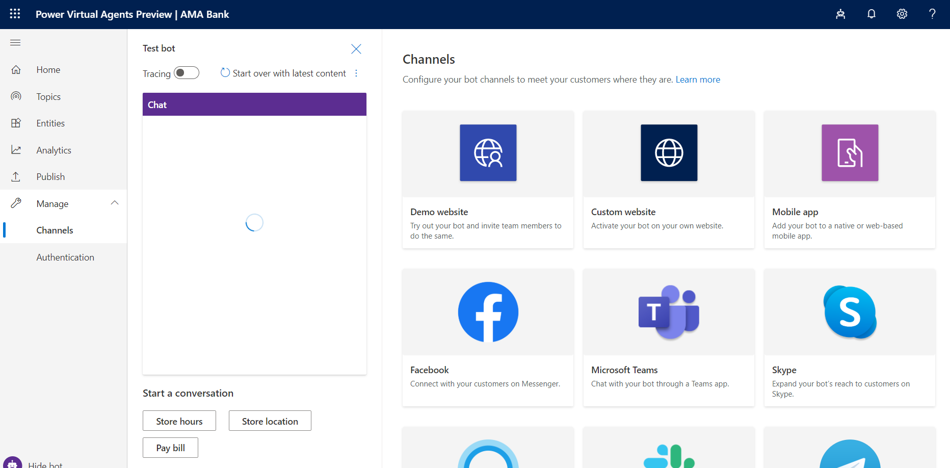 Channels Power Virtual Agent