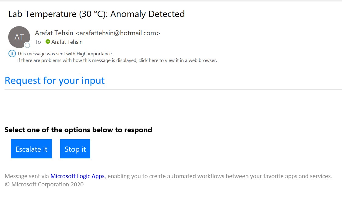 Azure Logic Apps Email Action