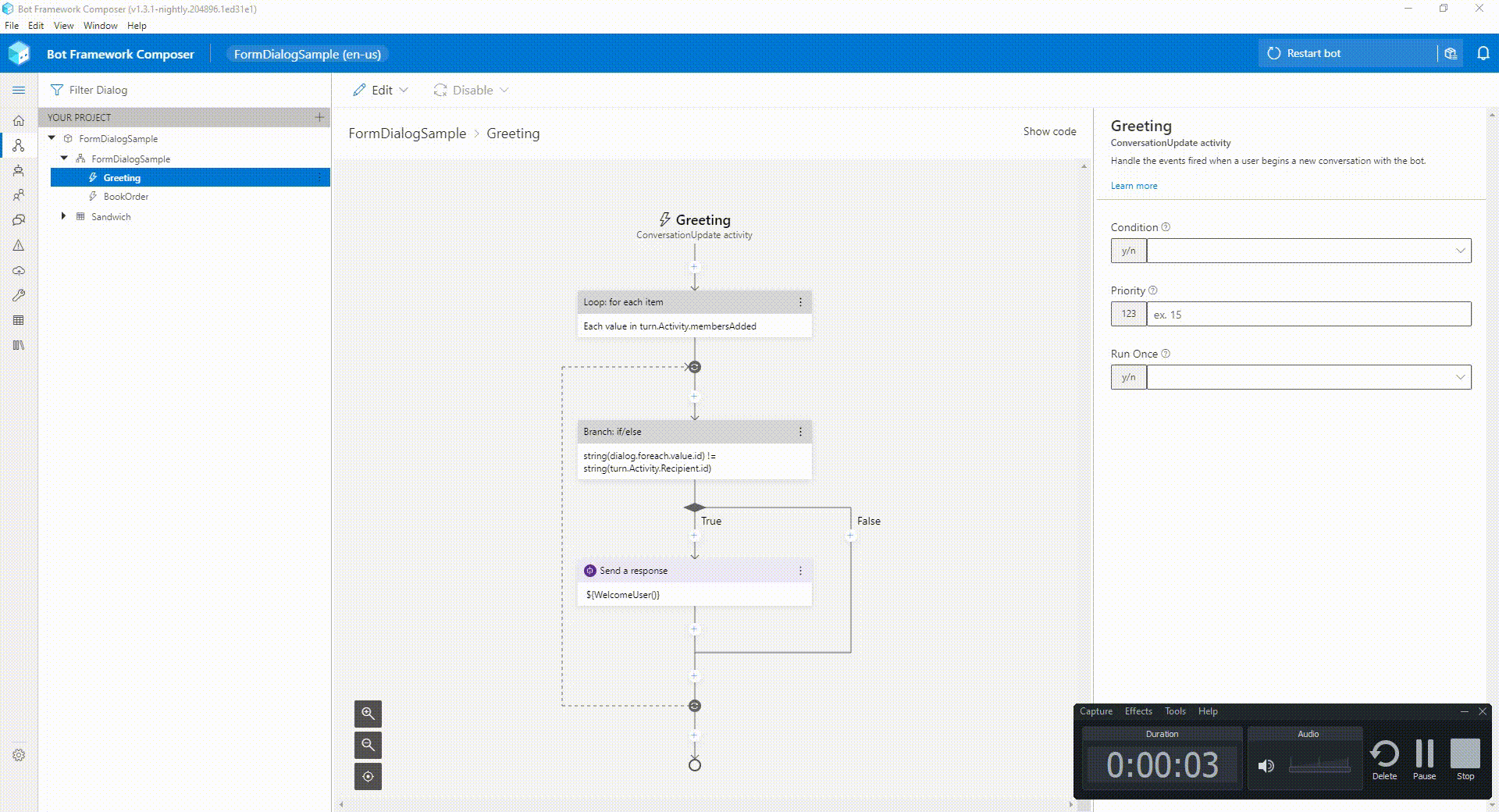 Bot Test with Dialog Generation