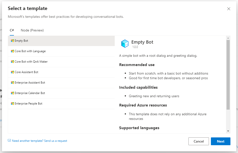 Bot Framework Composer Templates