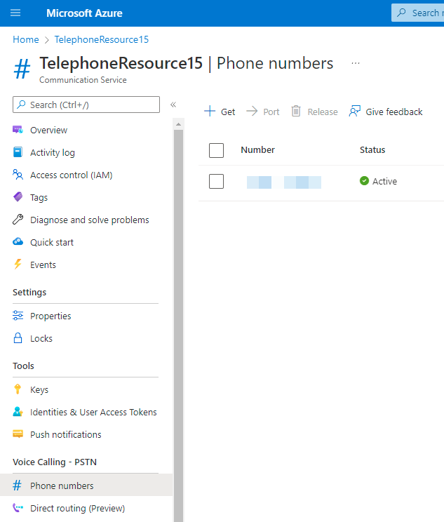 Azure Communication Services Phone Number