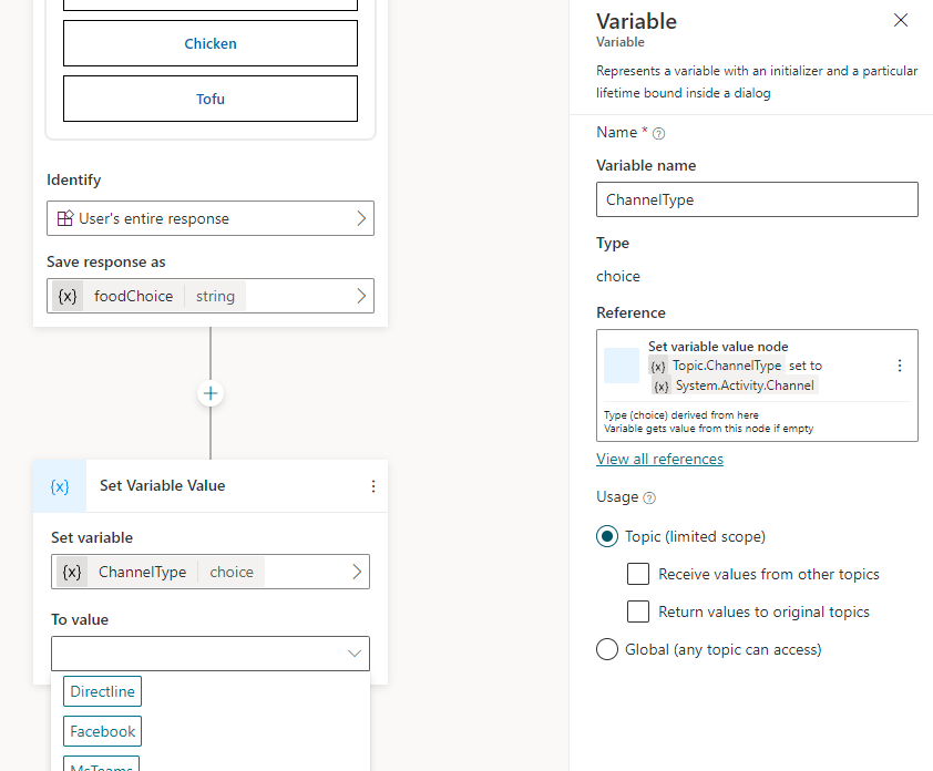 Variables support for Power Virtual Agents
